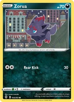 Zorua card from Evolving Skies, number 102/203