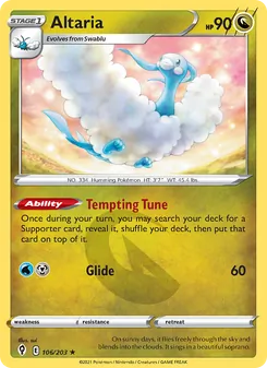 Altaria card from Evolving Skies, number 106/203