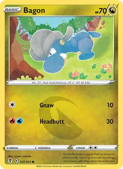 Bagon card from Evolving Skies, number 107/203