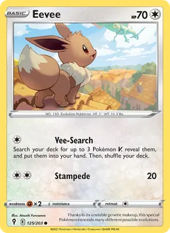 Eevee card from Evolving Skies, number 125/203