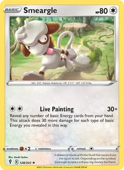 Smeargle card from Evolving Skies, number 128/203