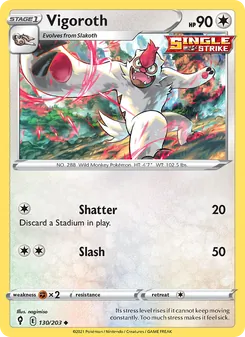 Vigoroth card from Evolving Skies, number 130/203