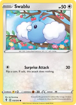 Swablu card from Evolving Skies, number 132/203