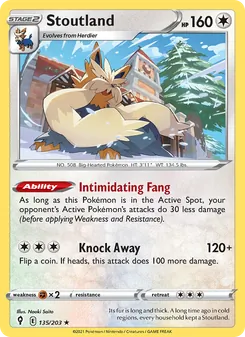 Stoutland card from Evolving Skies, number 135/203