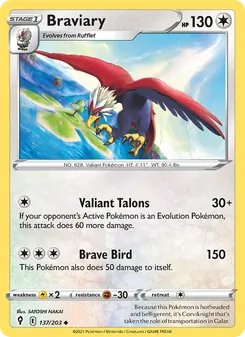 Braviary card from Evolving Skies, number 137/203