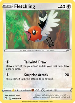 Fletchling card from Evolving Skies, number 138/203
