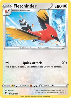 Fletchinder card from Evolving Skies, number 139/203