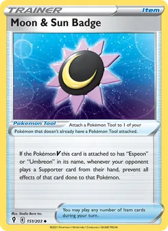 Moon & Sun Badge card from Evolving Skies, number 151/203