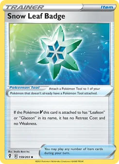 Snow Leaf Badge card from Evolving Skies, number 159/203