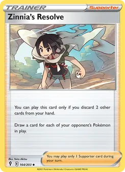 Zinnia's Resolve card from Evolving Skies, number 164/203