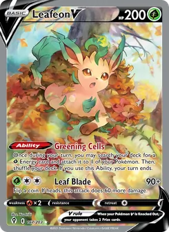 Leafeon V card from Evolving Skies, number 167/203