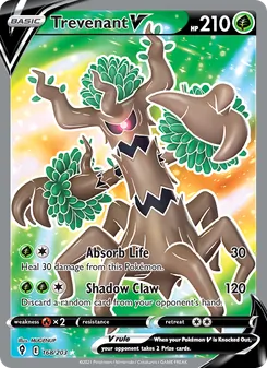 Trevenant V card from Evolving Skies, number 168/203