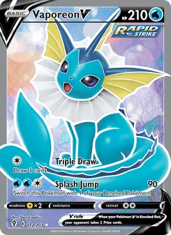 Vaporeon V card from Evolving Skies, number 172/203