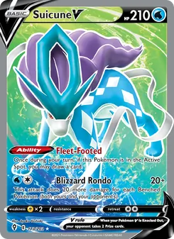 Suicune V card from Evolving Skies, number 173/203