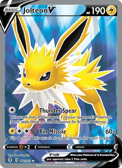 Jolteon V card from Evolving Skies, number 177/203