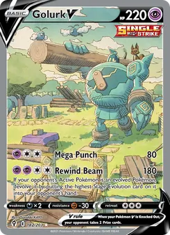 Golurk V card from Evolving Skies, number 182/203