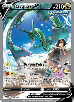 Rayquaza V card from Evolving Skies, number 194/203