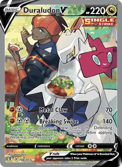 Duraludon V card from Evolving Skies, number 198/203