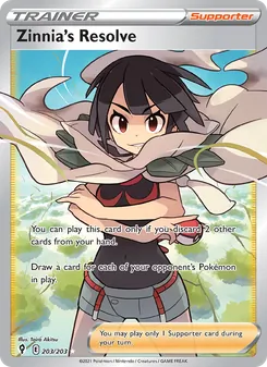Zinnia's Resolve card from Evolving Skies, number 203/203
