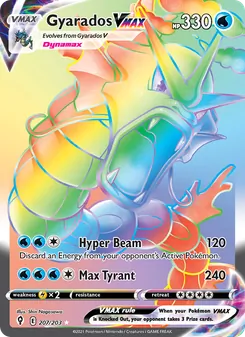 Gyarados VMAX card from Evolving Skies, number 207/203