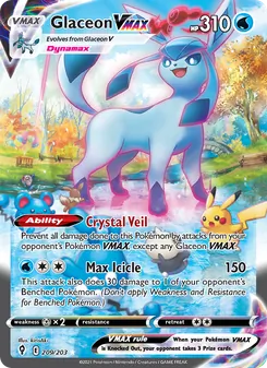 Glaceon VMAX card from Evolving Skies, number 209/203
