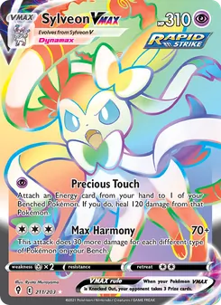 Sylveon VMAX card from Evolving Skies, number 211/203