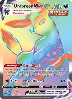 Umbreon VMAX card from Evolving Skies, number 214/203