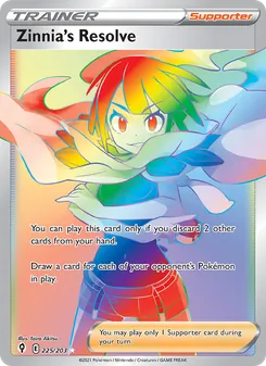 Zinnia's Resolve card from Evolving Skies, number 225/203