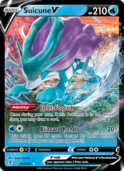 Suicune V card from Evolving Skies, number 31/203