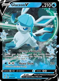 Glaceon V card from Evolving Skies, number 40/203