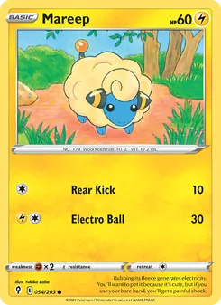 Mareep card from Evolving Skies, number 54/203