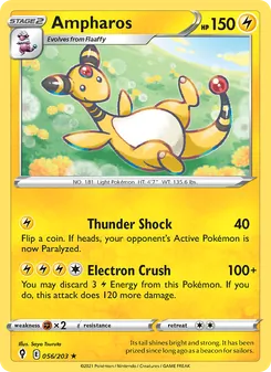 Ampharos card from Evolving Skies, number 56/203