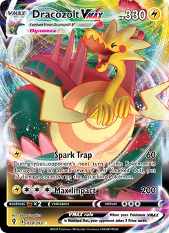 Dracozolt VMAX card from Evolving Skies, number 59/203