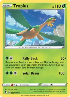 Tropius card from Evolving Skies, number 6/203