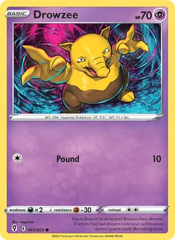 Drowzee card from Evolving Skies, number 61/203