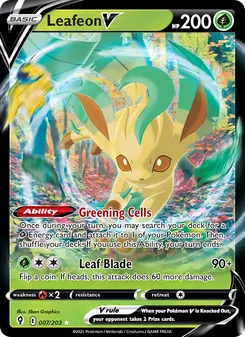 Leafeon V card from Evolving Skies, number 7/203