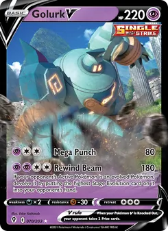 Golurk V card from Evolving Skies, number 70/203