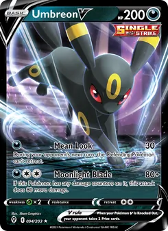 Umbreon V card from Evolving Skies, number 94/203