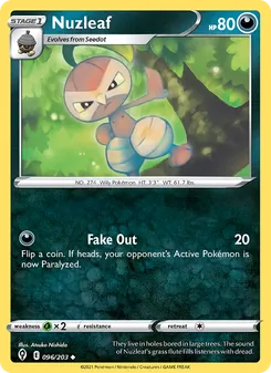 Nuzleaf card from Evolving Skies, number 96/203