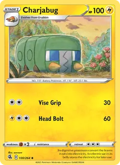 Charjabug card from Fusion Strike, number 100/264