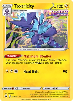 Toxtricity card from Fusion Strike, number 108/264