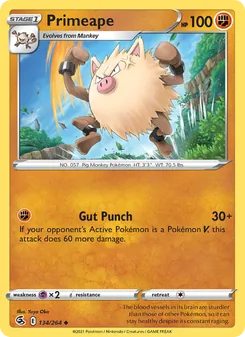 Primeape card from Fusion Strike, number 134/264
