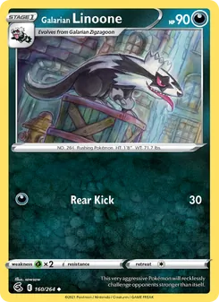 Galarian Linoone card from Fusion Strike, number 160/264