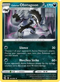Galarian Obstagoon card from Fusion Strike, number 161/264