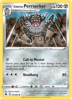 Galarian Perrserker card from Fusion Strike, number 181/264