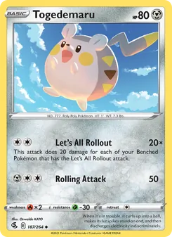 Togedemaru card from Fusion Strike, number 187/264
