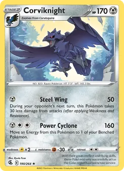 Corviknight card from Fusion Strike, number 190/264