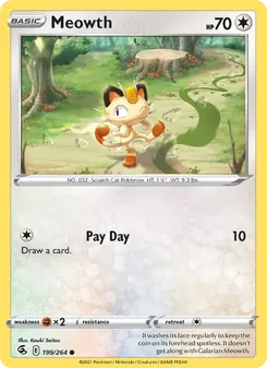 Meowth card from Fusion Strike, number 199/264