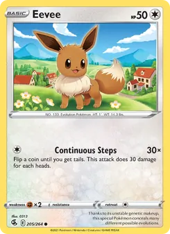 Eevee card from Fusion Strike, number 205/264