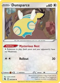 Dunsparce card from Fusion Strike, number 207/264